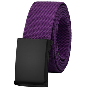 Canvas Web Belt Fully Adjustable Cut to Fit Golf Belt Flip Top Black Buckle