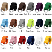 Load image into Gallery viewer, Canvas Web Belt Metal Double D Ring Buckle for Men Women 1 1/2&quot; Wide