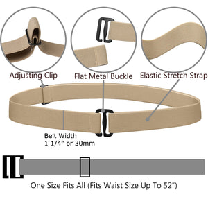 4 Pieces Women Stretch Belt Invisible No Show Waist Belt with Flat Buckle
