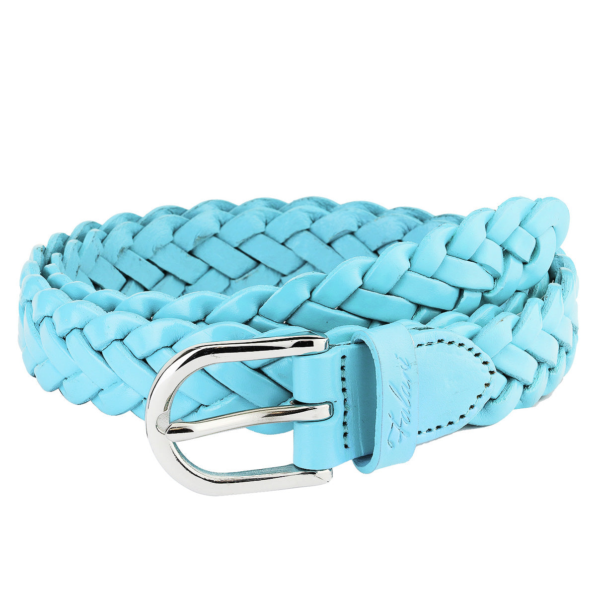 Blue Leather Braided Chain Belt (Authentic Pre-Owned)