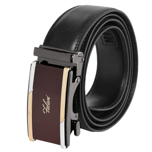 Falari Genuine Leather Dress Ratchet Belt Automatic Buckle Holeless Adjustable Size 7002