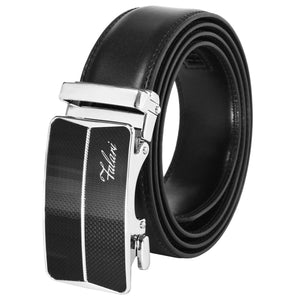 Falari Genuine Leather Dress Ratchet Belt Automatic Buckle Holeless Adjustable Size 7004