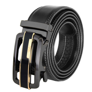 Falari Genuine Leather Dress Ratchet Belt Automatic Buckle Holeless Adjustable Size 7006