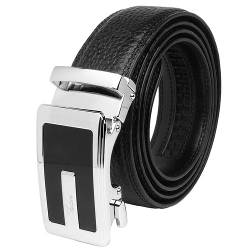 Falari Genuine Leather Dress Ratchet Belt Automatic Buckle Holeless Adjustable Size 7013