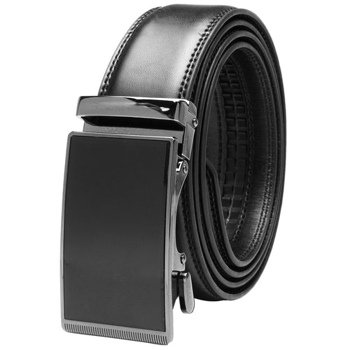 Falari Genuine Leather Dress Ratchet Belt Automatic Buckle Holeless Adjustable Size 7025