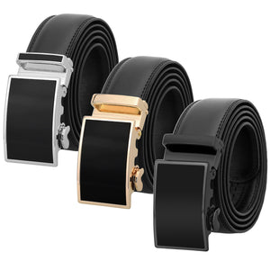 Falari Leather Dress Belt Ratchet Belt Holeless Automatic Buckle Adjustable Size