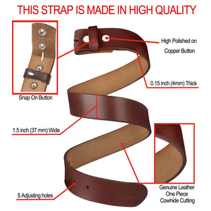 Falari Replacement Genuine Leather Belt Strap 1.5" Wide