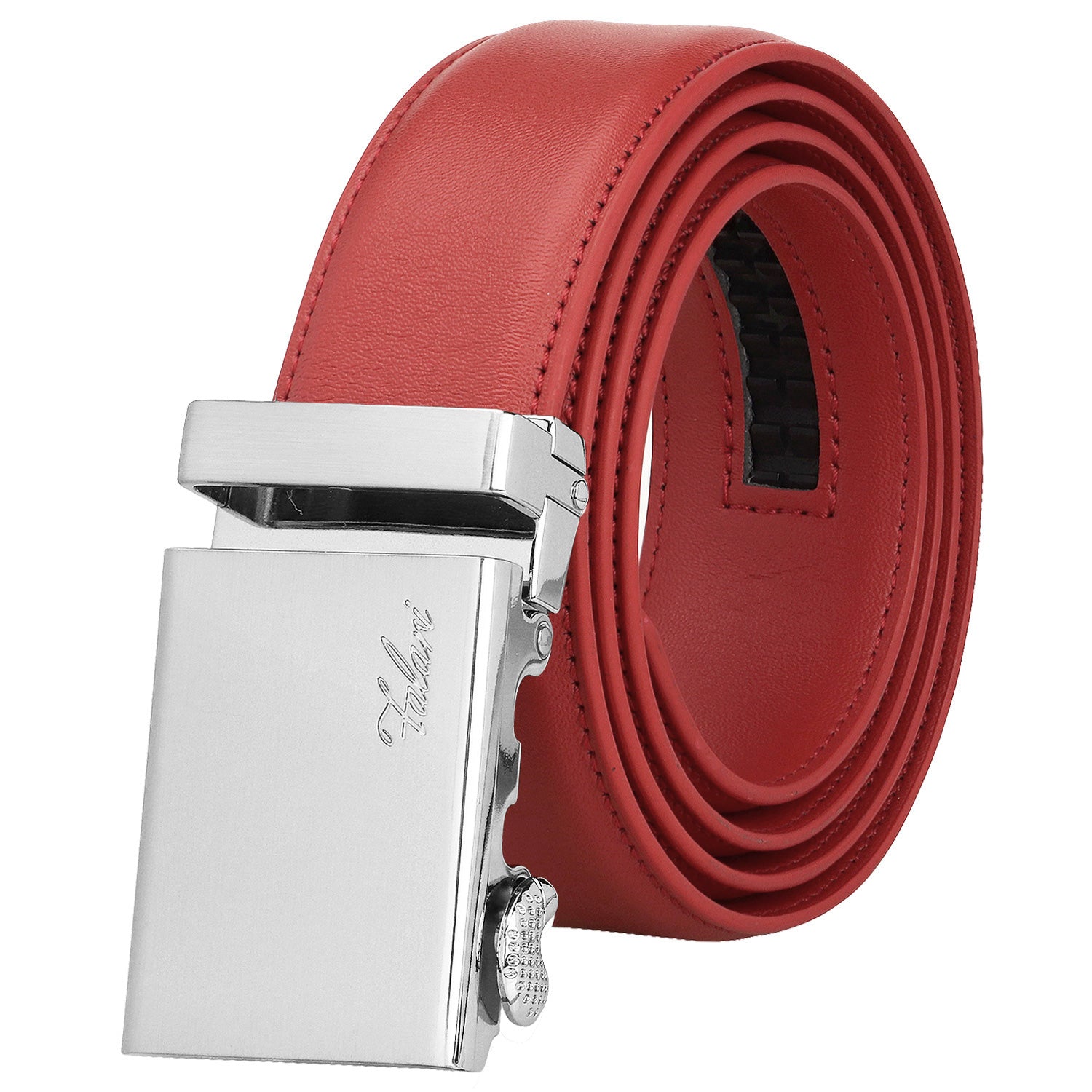 Falari Men Unisex Genuine Leather Ratchet Dress Belt Automatic Sliding