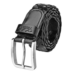 Men's Leather Braided Belt Stainless Steel Buckle 35mm