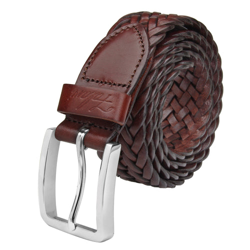 Men's Leather Braided Belt Stainless Steel Buckle 35mm 9007