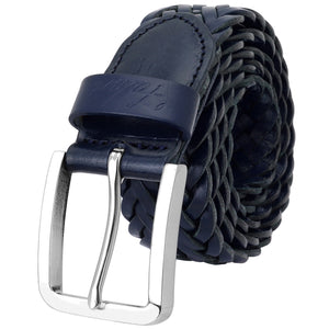 Men's Leather Braided Belt Stainless Steel Buckle 35mm 9007