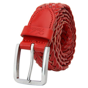 Men's Leather Braided Belt Stainless Steel Buckle 35mm 9007