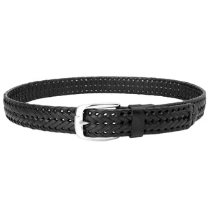 Men's Leather Braided Belt Stainless Steel Buckle 35mm 9011