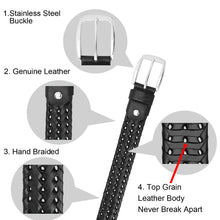 Load image into Gallery viewer, Men&#39;s Leather Braided Belt Stainless Steel Buckle 35mm 9011