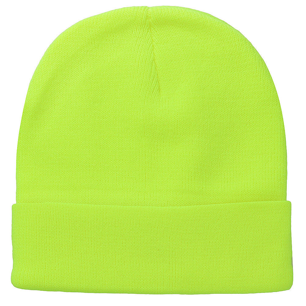 Knitted Beanie Hat - Neon Yellow