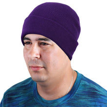 Load image into Gallery viewer, Knitted Beanie Hat - Dark Purple