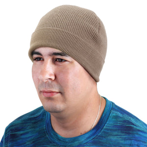 Knitted Beanie Hat - Khaki